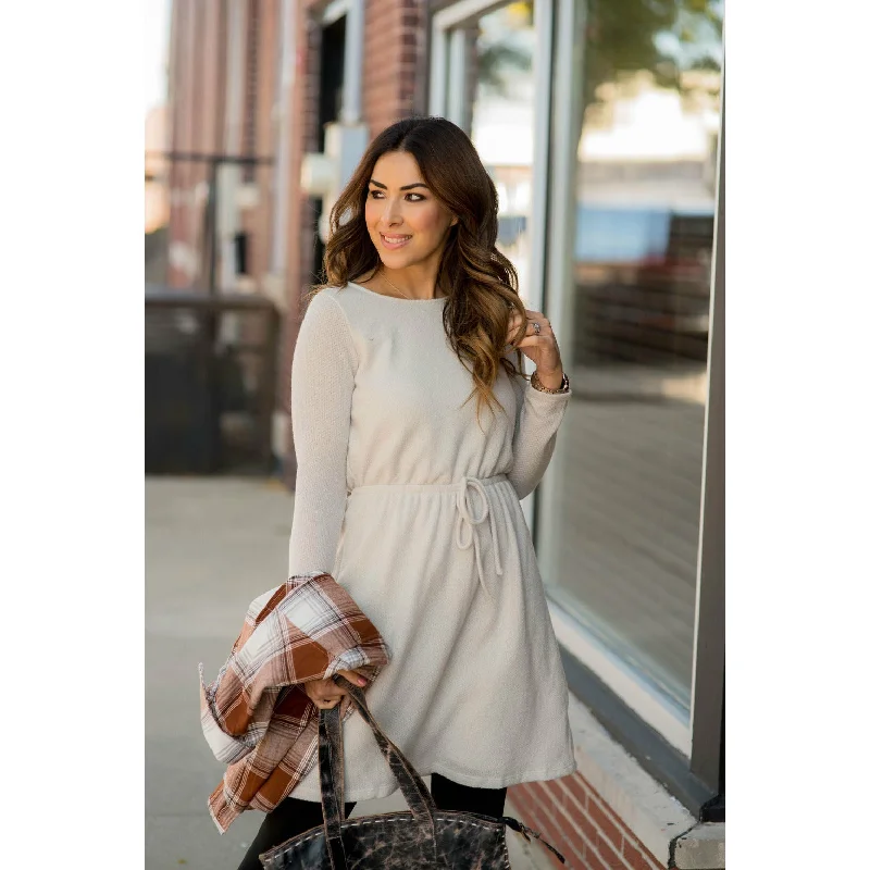 Simple Tie Sweater Dress