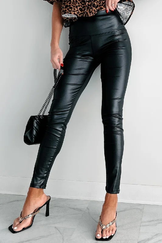 DOORBUSTER Try Harder Faux Leather Leggings (Black)